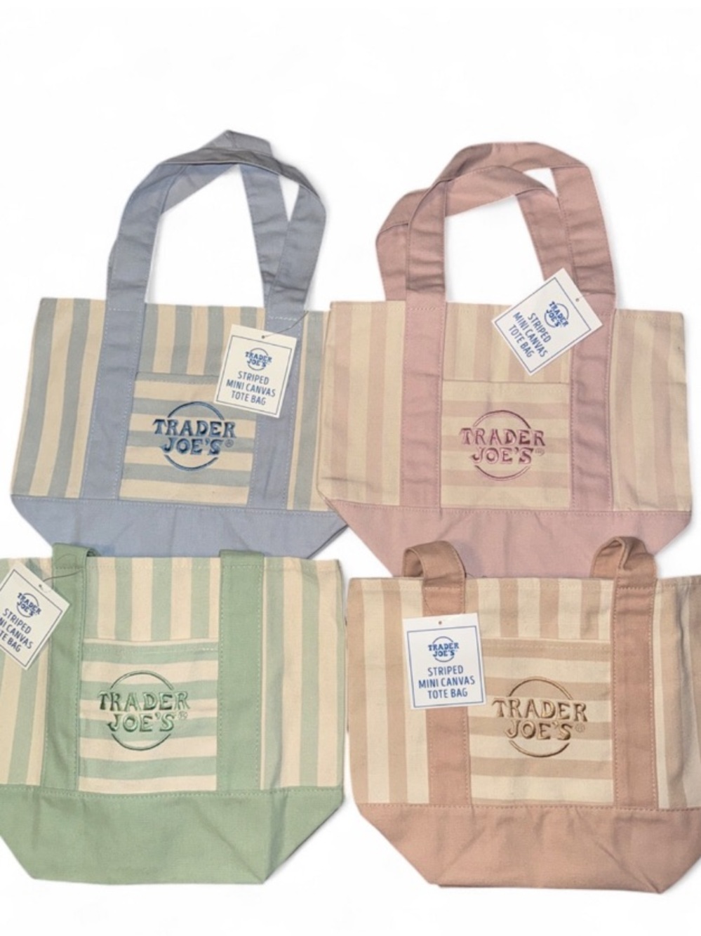 Striped Mini Canvas Tote Bag - Pink, Blue, Green, Beige SOLD OUT LIMITED EDITION